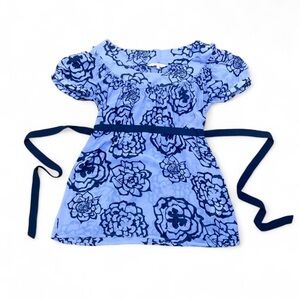 RW&CO. Navy and Sky Blue Floral Babydoll Top